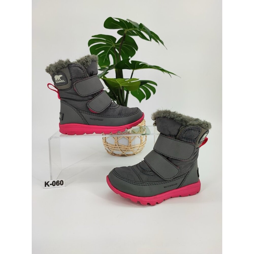 Sorel Girls Whitney II Strap WP Gray Winter Boots Size 8T US